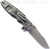 Rick Hinderer Knives Eklipse Spear Point folding knife with flipper tab and thumb stud - shown open lock side.  Stonewash S45VN stainless steel plain edge blade.  Red G-10 handle with stonewash lock side.  Model KEK35SPE.