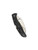 Spyderco Matriarch 2 folding knife with thumb hole - shown closed pocket clip side.  Satin VG-10 stainless steel serrated edge blade.  Black FRN handle.  Model C12SBK2.