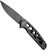 Civivi Perf folding knife with flipper tab - shown open presentation side.  Black stonewash Nitro-V stainless steel plain edge blade.  Black stainless steel handle.  Model C20006-B.