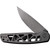 Civivi Perf folding knife with flipper tab - shown partially open presentation side.  Black stonewash Nitro-V stainless steel plain edge blade.  Black stainless steel handle.  Model C20006-B.