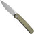 Civivi Stylum folding knife with flipper tab - shown open presentation side.  Stonewash 10Cr15CoMoV stainless steel plain edge blade.  Olive Micarta handle.  Model C20010B-B.