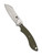 Spyderco Stok Drop Point fixed blade knife - shown out of sheath reverse.  Satin 8Cr13MoV stainless steel plain edge blade.  Green G-10 handle.  Model FB50GPOD.
