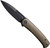 Civivi Cetos folding knife with nail slot and flipper tab - shown open presentation side.  Black stonewash 14C28N stainless steel plain edge blade.  Green Micarta handle.  Model C21025B-3.