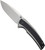 Civivi Teraxe folding knife with flipper tab - shown open presentation side.  Bead blast Nitro-V stainless steel plain edge blade.  Black G-10 handle.  Model C20036-3.