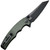 Civivi P87 folding knife with thumb stud and flipper tab - shown open pocket clip side.  Black stonewash Nitro-V stainless steel plain edge blade.  Green Micarta handle.  Model C21043-3.