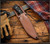 American Tomahawk Company Rifleman fixed blade knife - shown in brown leather sheath.  Stonewash AEB-L stainless steel plain edge blade.  Black Richlite handle scales.  Model K-RIFLEMAN.