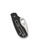 Spyderco Squeak folding knife with thumb hole - shown closed pocket clip side.  Satin M398 stainless steel plain edge blade. Black FRN handle.  Model C154PBK.