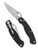 Spyderco Military 2 folding knife with thumb hole - shown open presentation side and closed pocket clip side.  Satin S30V stainless steel plain edge blade.  Black G-10 handle.  Model C36GP2.