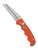 Spyderco Autonomy automatic folding knife with push button - shown open presentation side.  Satin H-2 stainless steel serrated edge blade.  Orange G-10 handle.  Model C165GSOR.