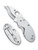 Spyderco Cricket folding knife with thumb hole - shown open presentation side and closed pocket clip side.  Satin VG-10 stainless steel plain edge blade.  Stainless steel handle.  Model C29P.