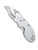 Spyderco Cricket folding knife with thumb hole - shown open presentation side.  Satin VG-10 stainless steel plain edge blade.  Stainless steel handle.  Model C29P.