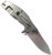 Rick Hinderer Knives Jurassic Slicer folding knife with thumb stud and flipper tab - shown open lock side.  Stonewash MagnaCut stainless steel plain edge blade.  Orange G-10 handle scale with stonewash titanium lock side.  Model KJURSLMC.