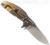Rick Hinderer Knives Jurassic Slicer folding knife with thumb stud and flipper tab - shown open lock side.  Stonewash MagnaCut stainless steel plain edge blade.  Coyote G-10 handle scale with stonewash bronze lock side.  Model KJURSLMC.