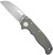 Demko Knives AD20.5 folding knife with thumb stud and slot - shown open presentation side.  3V steel, Shark Foot, plain edge blade.  Smooth titanium handle.  Model AD20.5-SFPE-3V-SMTI.