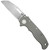 Demko Knives AD20.5 folding knife with thumb stud and slot - shown open presentation side.  3V steel, Shark Foot, plain edge blade.  Textured titanium handle.  Model AD20.5-SFPE-3V-TXTI.