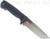 Demko Knives FreeReign Tanto fixed blade knife - shown out of sheath obverse.  Satin AUS10A stainless steel plain edge blade.  Black rubber handle.  