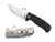 Spyderco Lil Lionspy folding knife with blade hole - shown open presentation side and closed pocket clip side.  Satin Elmax stainless steel plain edge blade. Black G-10 handle with titanium lock side.  Model C181GTIP.
For reference only.