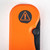 Tactile Knife Co Seasonal Release Safety First folding knife with thumb stud - shown close up of pivot.  Black MagnaCut stainless steel plain edge blade.  Safety First themed titanium handle.