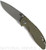 Rick Hinderer Knives Non=Flipper XM-18 3.0" Slicer folding knife with thumb stud - shown open presentation side.  Working Finish 20CV stainless steel plain edge blade.  OD green G-10 handle with Battle Bronze lock side.  Model KXM30SLNF.