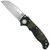 Demko Knives AD20.5 folding knife with thumb stud and slot - shown open presentation side.  S35VN stainless steel, Shark Foot, plain edge blade.  Camo G-10 handle.  Model AD20.5-SFPE-S35VN-CAMOG10.