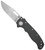 Demko Knives AD20.5 folding knife with thumb stud and slot - shown open presentation side.  S35VN stainless steel, clip point, plain edge blade.  Black carbon fiber handle.  Model AD20.5-CPPE-S35VN-SMCF-BK.