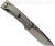 Chaves Knives Redencion Street Tanto folding knife with thumb stud - shown open pocket clip side.  Satin M390 stainless steel plain edge blade.  Stonewash titanium handle.  Model ST/RT/SWTI/BF.
