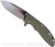 Rick Hinderer Knives Skinny XM-18 3.5" Slicer folding knife with thumb stud and flipper tab - shown open presentation side.  Stonewash MagnaCut stainless steel plain edge blade.  OD green G-10 handle with stonewash lock side.  Model KXM35SKSL.