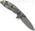 Rick Hinderer Knives Skinny XM-18 3.5" Slicer folding knife with thumb stud and flipper tab - shown open lock side.  Working Finish MagnaCut stainless steel plain edge blade.  Black G-10 handle with Working Finish lock side.  Model KXM35SKSL.