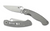 Spyderco Military folding knife with thumb hole - shown open presentation side and closed pocket clip side.  Satin S30V stainless steel plain edge blade.  Titanium handle.  Model C36TIP.
For reference only.