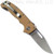 Demko Knives MG AD-20 clip point folding knife with thumb stud and thumb slot - shown open pocket clip side.  Stonewash 3V steel plain edge blade.  Brown G-10 handle.