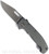 Demko Knives MG AD-20 clip point folding knife with thumb stud and thumb slot - shown open presentation side.  Stonewash 3V steel plain edge blade.  Grey G-10 handle.