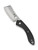 Spyderco Roc folding knife with thumb hole - shown open presentation side.  Gray VG-10 stainless steel plain edge blade. Black G-10 handle.  Model C177GP.