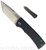Chaves Knives Redencion 229 Tanto folding knife with flipper tab - shown open presentation side with extra pocket clip aside it.  M390 stainless steel plain edge blade.  Black G-10 handle.  Model 229/KS/RT/G10BK.