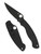 Spyderco Military 2 folding knife with thumb hole - shown open presentation side and closed pocket clip side.  Black S30V stainless steel plain edge blade.  Black G-10 handle.  Model C36GPBK2.