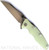 Rick Hinderer Knives Eklipse Wharncliffe folding knife with flipper tab and thumb stud - shown open presentation side.  Stonewash 20CV stainless steel plain edge blade.  Translucent Green G-10 handle with stonewash bronze lock side.  Model KEK35WC.