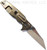 Rick Hinderer Knives Eklipse Wharncliffe folding knife with flipper tab and thumb stud - shown open lock side.  Stonewash 20CV stainless steel plain edge blade.  Translucent Green G-10 handle with stonewash bronze lock side.  Model KEK35WC.