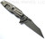 Rick Hinderer Knives Eklipse Wharncliffe folding knife with flipper tab and thumb stud - shown open lock side.  Working Finish 20CV stainless steel plain edge blade.  Translucent Green G-10 handle with Working Finish lock side.  Model KEK35WC.