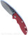 Rick Hinderer Knives Non Flipper XM-18 3.5" Slicer folding knife with thumb stud - shown open presentation side.  Stonewash S45VN stainless steel plain edge blade.  Red G-10 handle with stonewash lock side.  Model KXM35NFSL.
