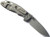 Rick Hinderer Knives Non Flipper XM-18 3.5" Slicer folding knife with thumb stud - shown open lock side.  Working Finish S45VN stainless steel plain edge blade.  Coyote G-10 handle with Working Finish lock side.  Model KXM35NFSL.
