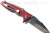 Rick Hinderer Knives Eklipse 3.0" Harpoon Spanto folding knife with flipper tab and thumb stud - shown open reverse.  Stonewash 20CV stainless steel plain edge blade.  Red G-10 handle with stonewash titanium.  Model KEK30HS