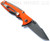 Rick Hinderer Knives Eklipse 3.0" Harpoon Spanto folding knife with flipper tab and thumb stud - shown open reverse.  Working Finish 20CV stainless steel plain edge blade.  Orange G-10 handle with Working Finish titanium.  Model KEK30HS