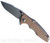 Rick Hinderer Knives Eklipse 3.0" Harpoon Spanto folding knife with flipper tab and thumb stud - shown open obverse.  Working Finish 20CV stainless steel plain edge blade.  FDE G-10 handle with Working Finish titanium.  Model KEK30HS