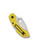 Spyderco Dragonfly 2 Salt folding knife with thumb hole - shown closed pocket clip side.  Satin H-2 stainless steel serrated edge blade.  Yellow FRN handle.  Model C28SYL2.