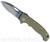 Demko Knives National Knives, LLC Exclusive MG AD-20 spear point folding knife with thumb slot and thumb stud - shown open presentation side.  Stonewash MagnaCut stainless steel plain edge blade.  OD green G-10 handle.
