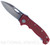 Demko Knives National Knives, LLC Exclusive MG AD-20 spear point folding knife with thumb slot and thumb stud - shown open presentation side.  Stonewash MagnaCut stainless steel plain edge blade.  Red G-10 handle.