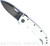 Demko Knives National Knives, LLC Exclusive MG AD-20 spear point folding knife with thumb slot and thumb stud - shown open presentation side.  Stonewash MagnaCut stainless steel plain edge blade.  White G-10 handle.
