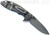 Rick Hinderer Knives XM-18 3.0" Spanto folding knife with thumb stud and flipper tab - shown open lock side.  Working Finish 20CV stainless steel plain edge blade.  Black G-10 handle with Working Finish lock side.  Model KXM30SPA.