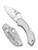 Spyderco Dragonfly folding knife with thumb hole - shown open presentation side and closed pocket clip side.  Satin VG-10 stainless steel plain edge blade.  Stainless steel handle.  Model C28P.