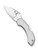 Spyderco Dragonfly folding knife with thumb hole - shown open presentation side.  Satin VG-10 stainless steel plain edge blade.  Stainless steel handle.  Model C28P.