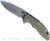 Rick Hinderer Knives XM-18 3.5" Harpoon Spanto folding knife with thumb stud and flipper tab - shown open presentation side.  Working Finish S45VN stainless steel plain edge blade.  
OD green G-10 handle with Battle Bronze lock side.  Model KXM35HS.